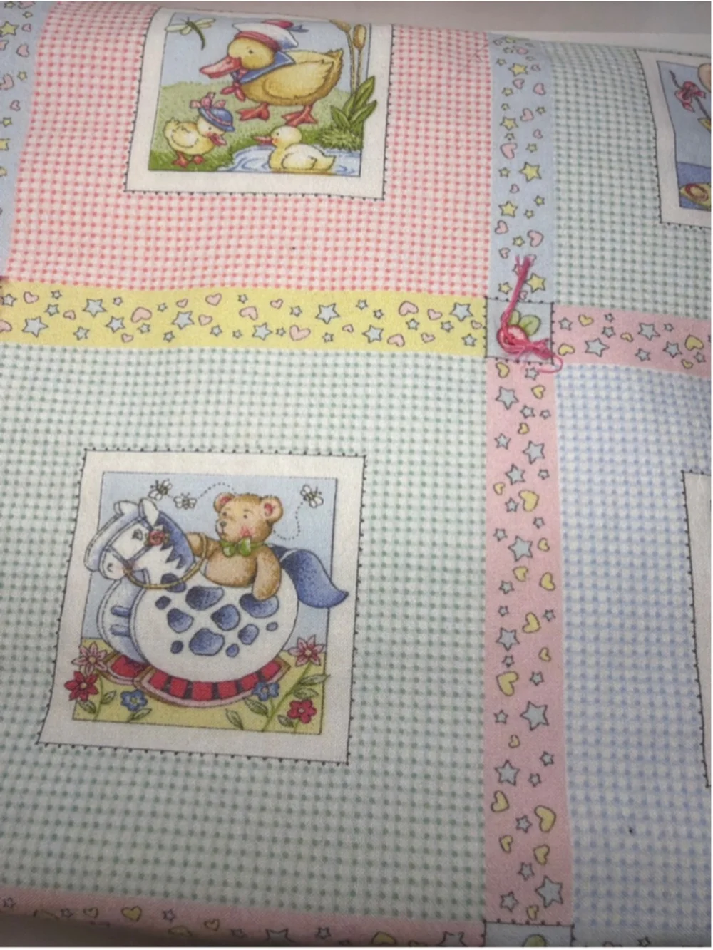 Handmade Baby Girl Animal Patchwork Lightweight Pink Crib Quilt Heirloom